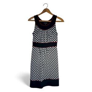 Enfocus Studio Black/White Polka Dot Sleeveless A-Line Dress Red Trim Size 8